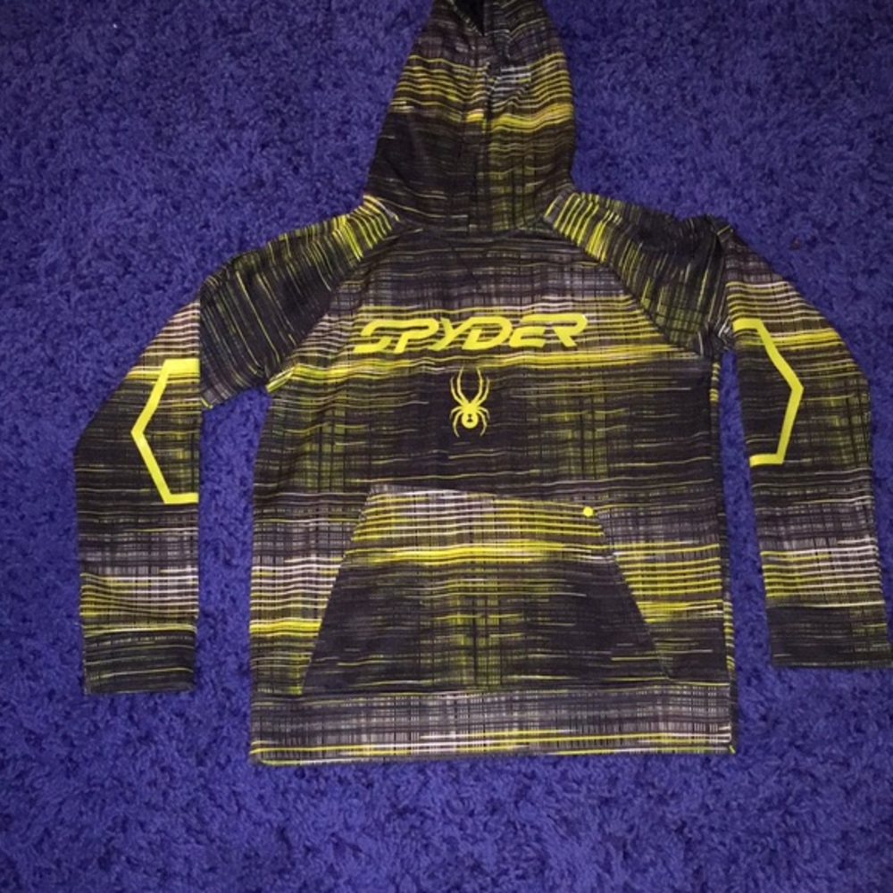 Spyder Hoodie Snowboard Shred Stretch neon spandex jacket coat LG